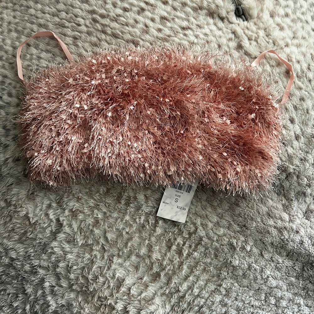 Fashion Nova Shaggy Feather Bandeau - Rose